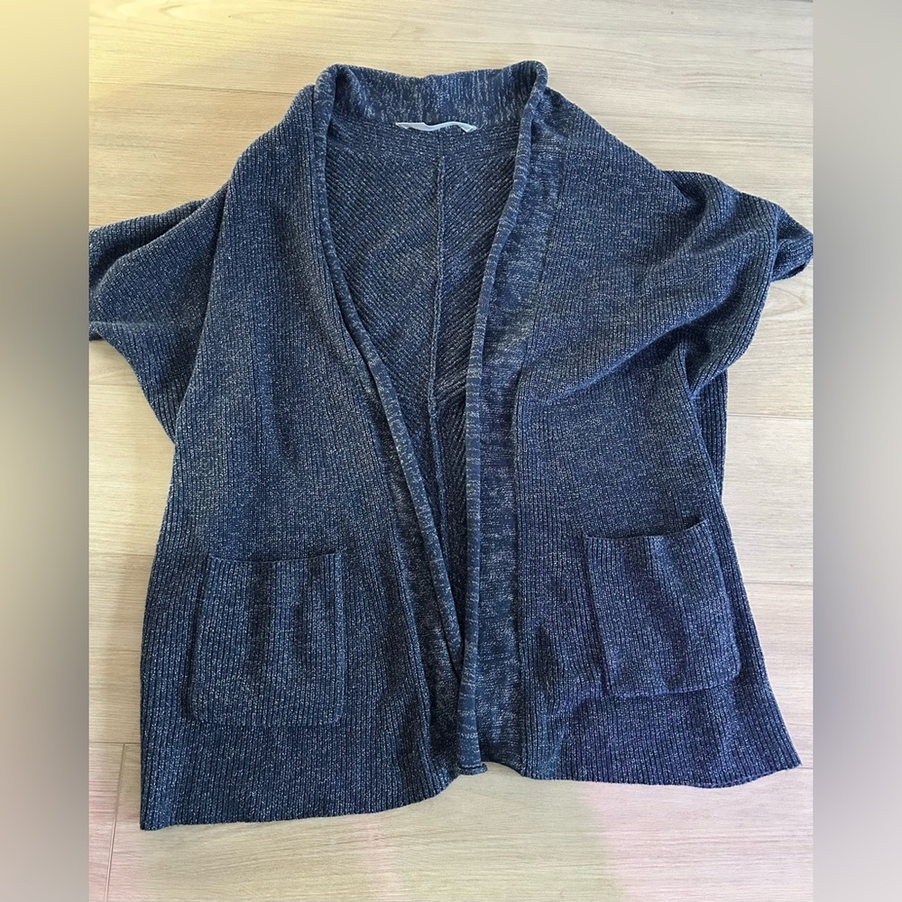 Athleta Women’s S/M Navy Knit Short Sleeve Open Front Cardigan